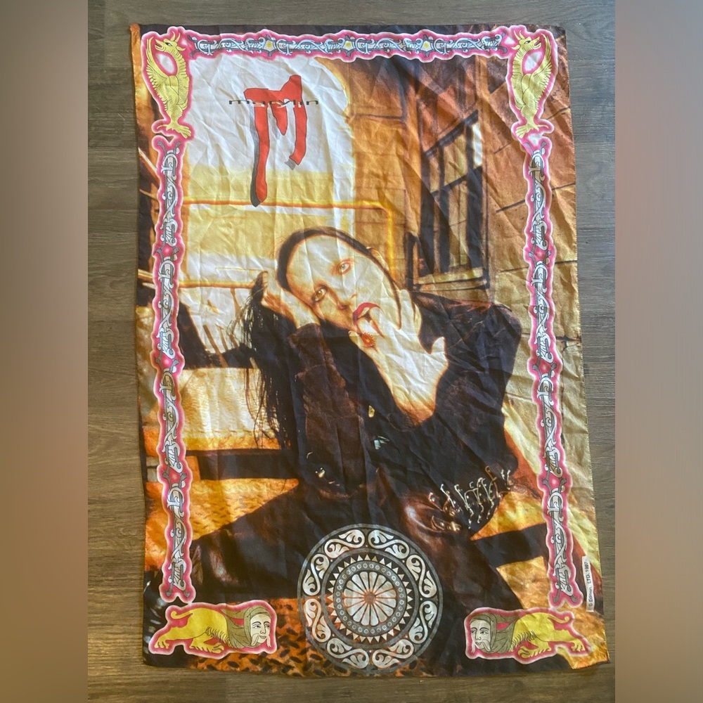 Marilyn Manson rare bootleg misprint “Marylin” textile poster flag